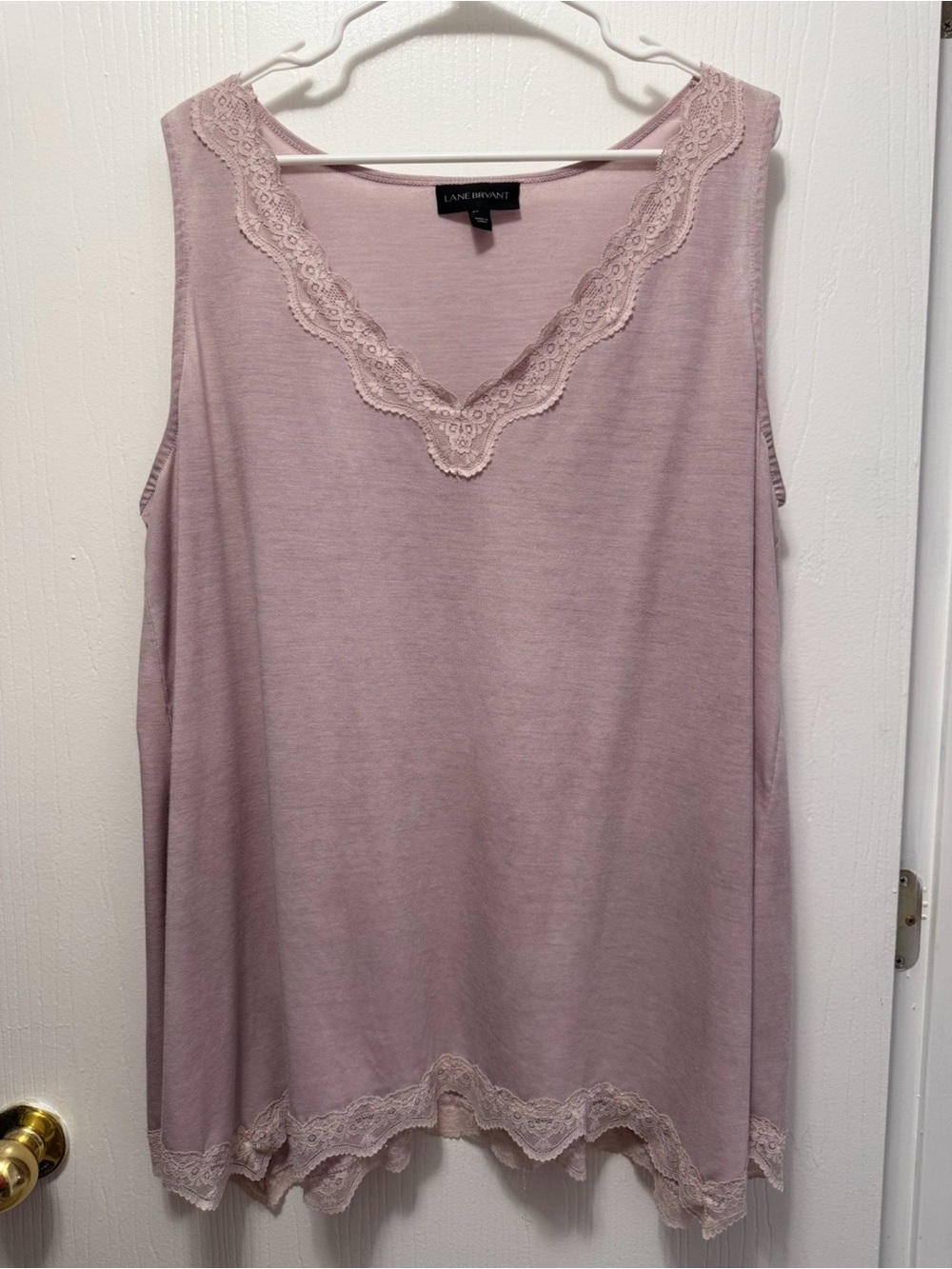 Lane Bryant Mauve Purple Lace Trim V-Neck Tank Top Size 22/24